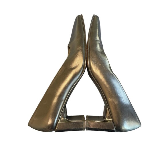 Stuart Weitzman Shoes Womens 8AAA Narrow Black Leather Pumps Square Toe Heels - Picture 4 of 12